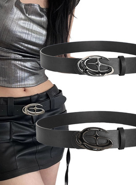 新款潮流抽象立体十字星流星扣头腰带牛仔裤裙子配饰时尚百搭皮带