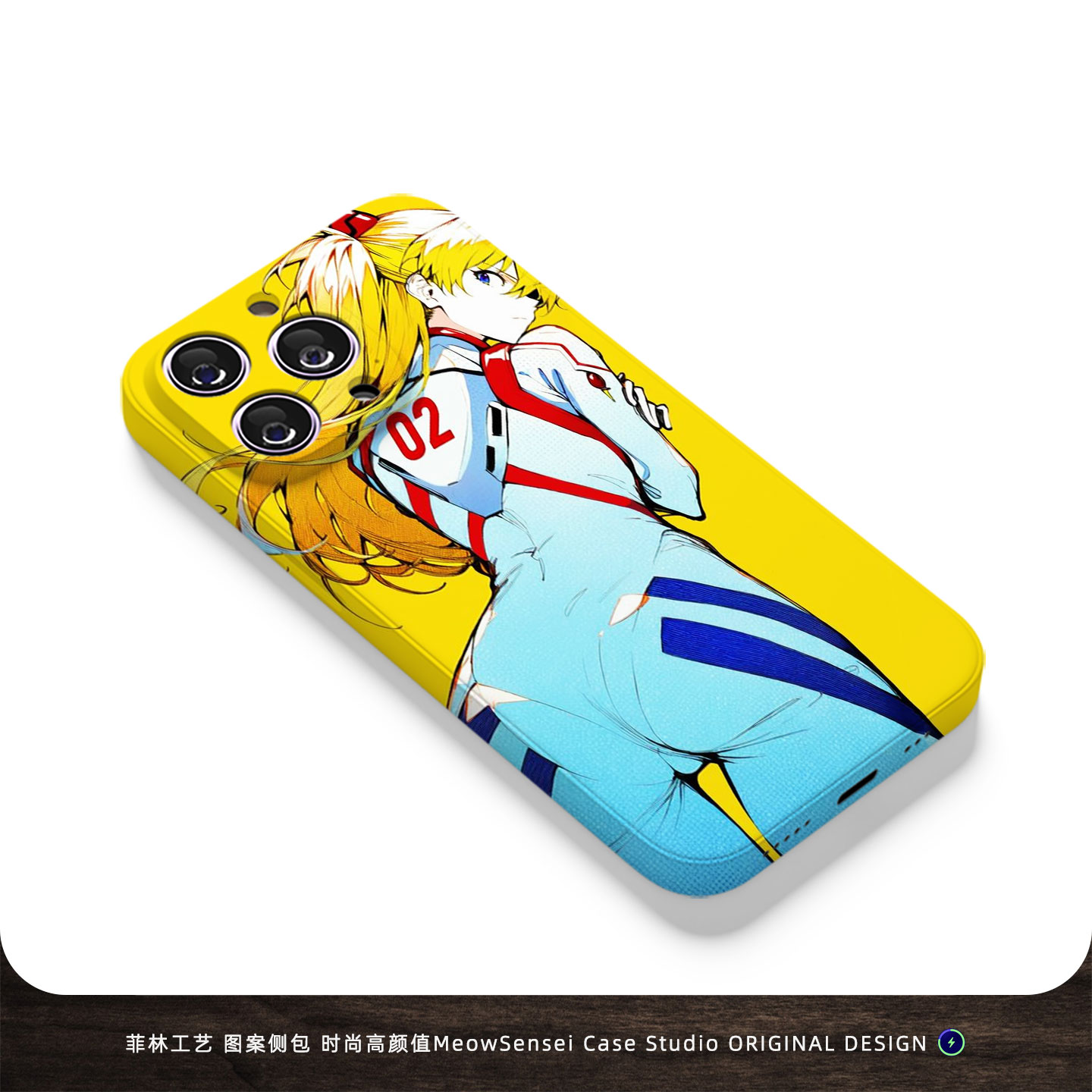 福音战士明日香背影手机壳适用苹果16红米K80小米14华为VIVO全包防摔OPPO13磁吸菲林iPhone15ProMax动漫周边