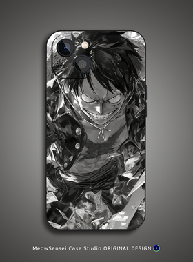 海贼王路飞手机壳适用苹果16小米15动漫二次元OPPO红米K80华为Air液态硅胶VIVO磨砂磁吸iPhone17ProMax保护套