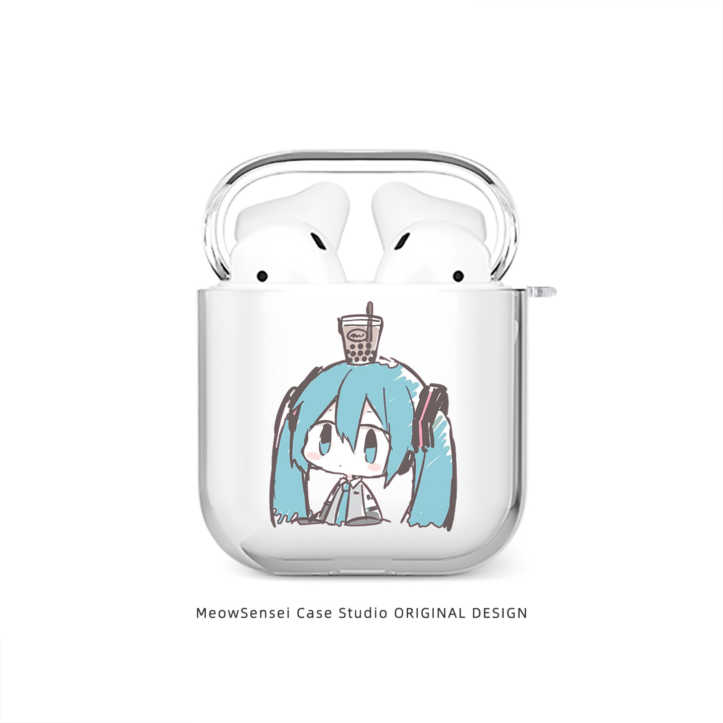 可爱萌卡通初音无线蓝牙耳机套适用苹果AirPods4动漫1二次元2透明3小众简约TPU软壳Pro3分体式Pro2防摔保护壳