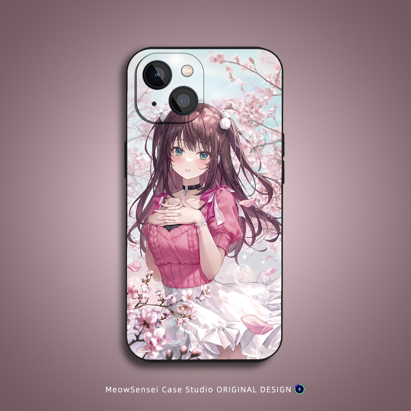 美丽樱花少女手机壳适用苹果16小米15华为13/14红米K90动漫二次元VIVO液态硅胶OPPO磁吸iPhone17ProMax保护套