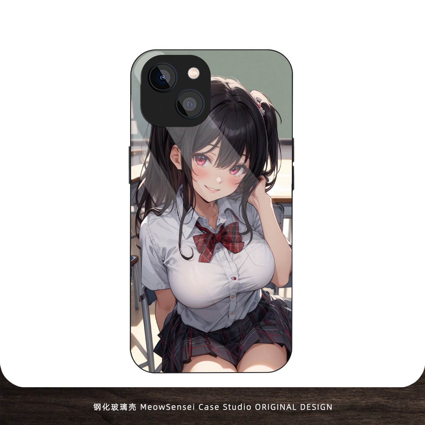可爱双马尾女生手机壳适用苹果17小米15华为OPPO一加13艺术插画VIVO高清14钢化玻璃iPhone16ProMax动漫二次元