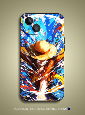 海贼王路飞手机壳适用于苹果16小米15动漫艺术OPPO红米K80华为Air液态硅胶VIVO磨砂磁吸iPhone17ProMax保护套