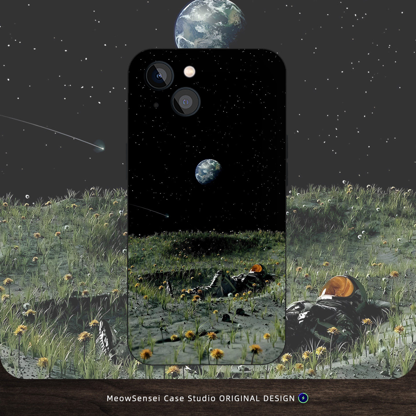 宁静星空宇航员插画防摔手机壳适用苹果15小米14/13红米K80华为OPPO荣耀VIVO磁吸iPhone16ProMax全包液态硅胶