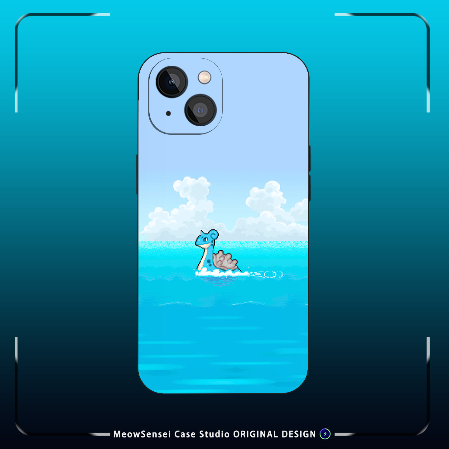拉普拉斯浅蓝夏日海洋像素清新治愈柔和简约手绘手机壳适用iPhone17苹果16卡通动漫迷磨砂硅胶磁吸防摔保护套