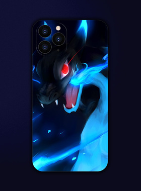 Mega喷火龙卡通宝可梦手机壳XS适用iPhone16小米13光面玻璃12全包14苹果15ProMax神奇宝贝Plus华为XR液态硅胶