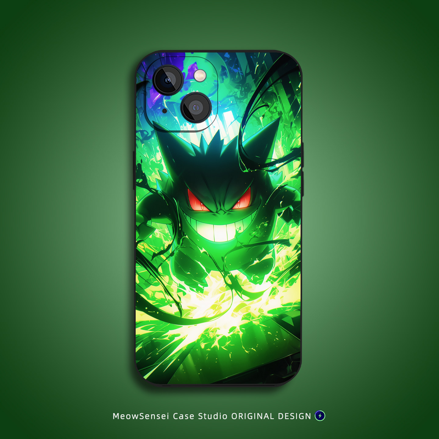 绿色幽灵耿鬼宝可梦手机壳适用于苹果16华为14小米15液态硅胶VIVO小众卡通OPPO磁吸iPhone17ProMax防摔保护套