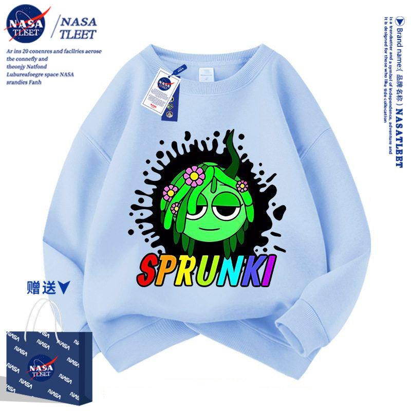 NASA节奏音乐盒子男女童卫衣春秋童装帅气上衣儿童圆领新款衣服潮