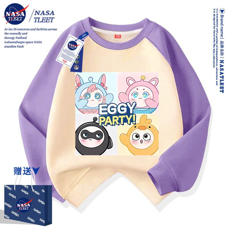 NASA联名新款卡通游戏儿童宽松洋气上衣春秋季男女童插肩圆领衣服