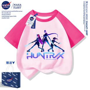 NASA联名猎魔女团KPop男女童短袖 装 2026新款 卡通拼色上衣 t恤夏季