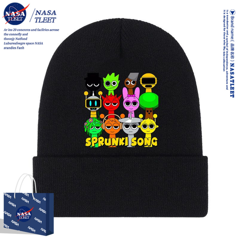 NASASprunki节奏盒子帽子秋冬季保暖针织帽套头男女儿童音乐游戏