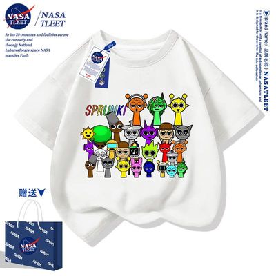 NASA联名男女童短袖t恤夏季童装Sprunki音乐节奏盒子儿童半袖上衣