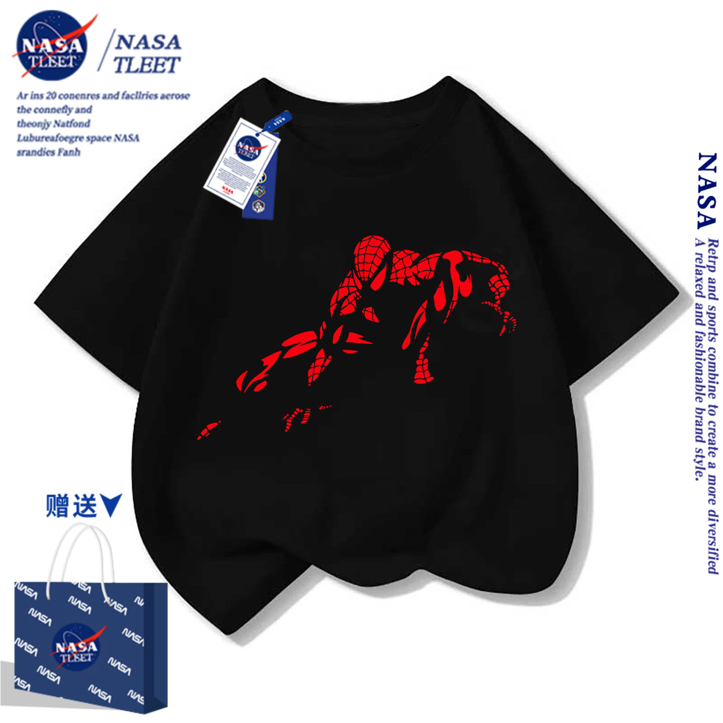 NASA蜘蛛侠4崭新之日赞达亚赞姐同款短袖T恤衫男女学生半袖亲子装