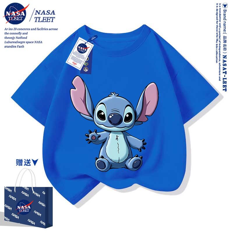 NASA联名史迪仔t恤史迪奇男女儿童休闲潮酷亲子装上衣短袖T恤夏装