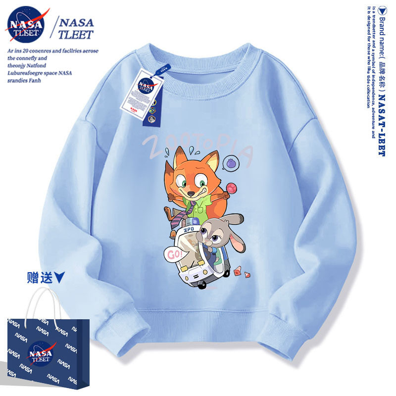 NASA联名疯狂动物城动漫尼克朱迪秋冬儿童长袖圆领卫衣服潮童上衣