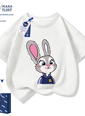 NASA儿童短袖T恤夏季2025新款女孩洋气童装男女童夏装纯棉半袖衫
