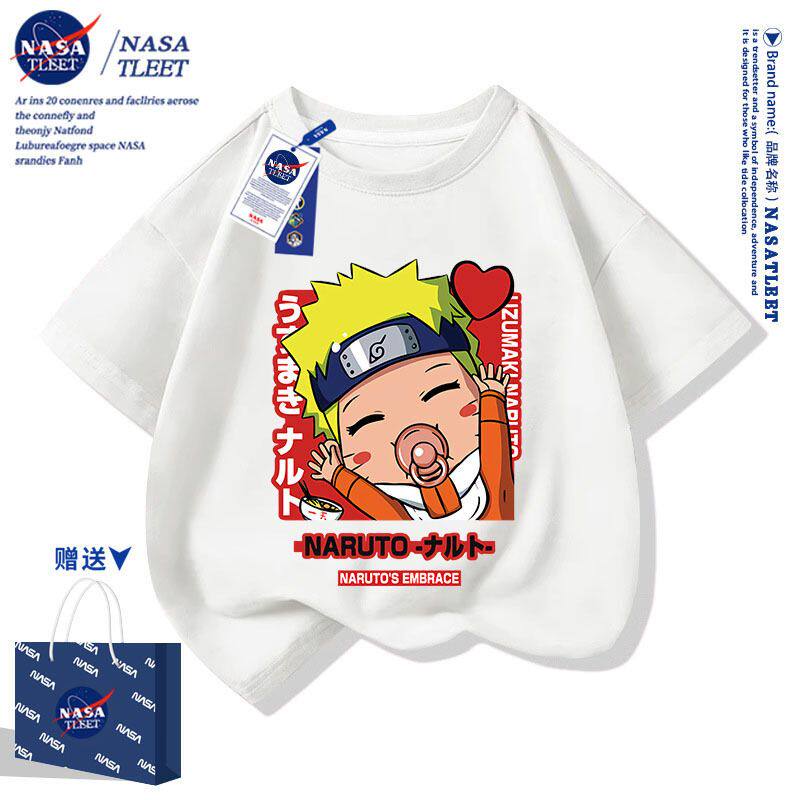 NASA联名火影佐助印花男女孩子儿童中小学生短袖t恤衫夏装半袖