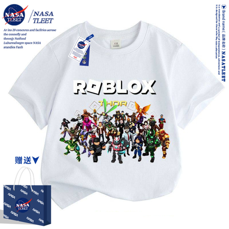 NASA新款中小学生百搭上衣T恤衫夏季forsaken roblox卡通休闲短袖