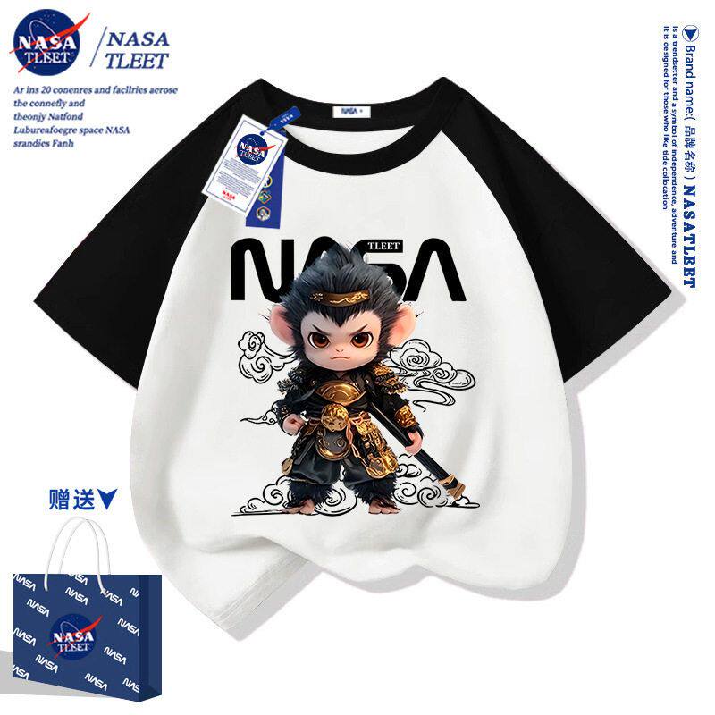 NASA联名黑神话悟空男女儿童夏季T恤游戏齐天大圣短袖纯棉半袖潮