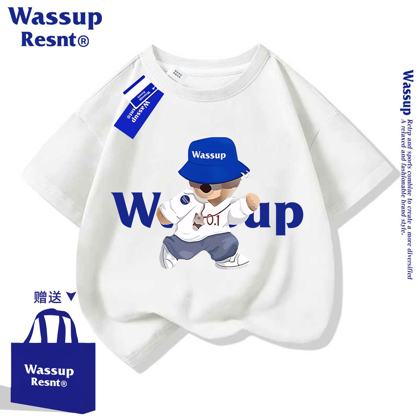 WASSUP亲子装夏装一家三口四口t恤纯棉2026新款夏季母子短袖全家