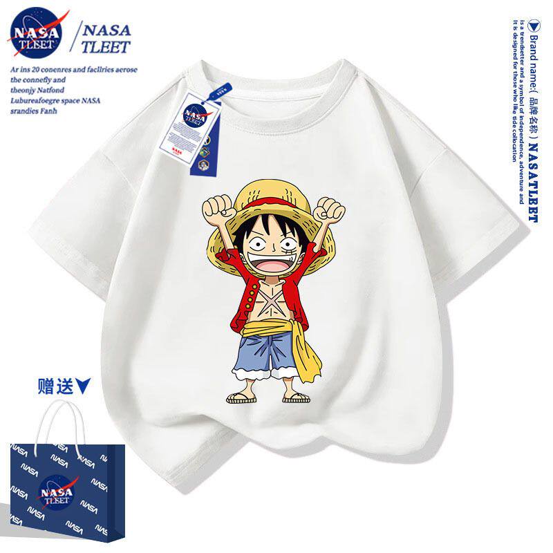 NASA联名海贼王t恤路飞动漫卡通短袖t恤半袖衫上衣潮酷男女儿童夏
