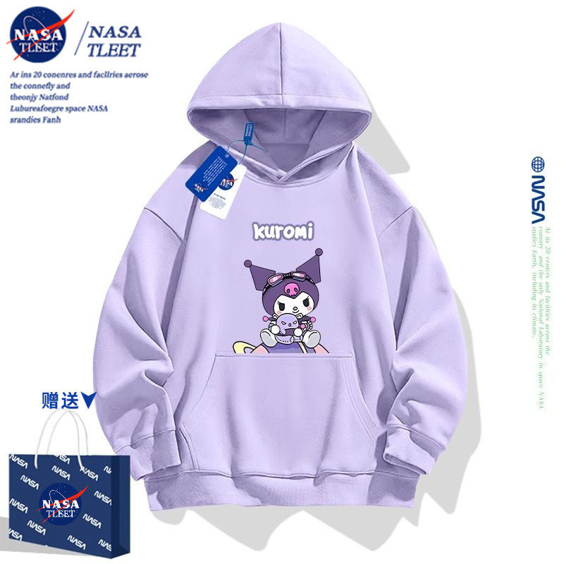 NASA女童连帽卫衣春秋薄款2025新款洋气中大童儿童装女孩外套上衣