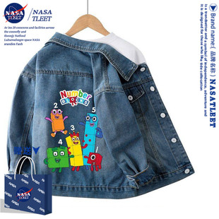 NASA官方店偷走脑红窃取脑腐卡通男女儿童牛仔上衣外套春秋装新款