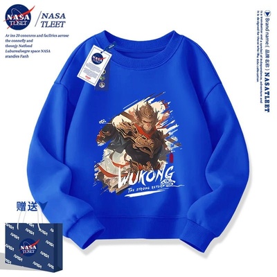 NASA联名春秋季百搭卡通黑神话悟空Black Myth Wukong圆领卫衣潮