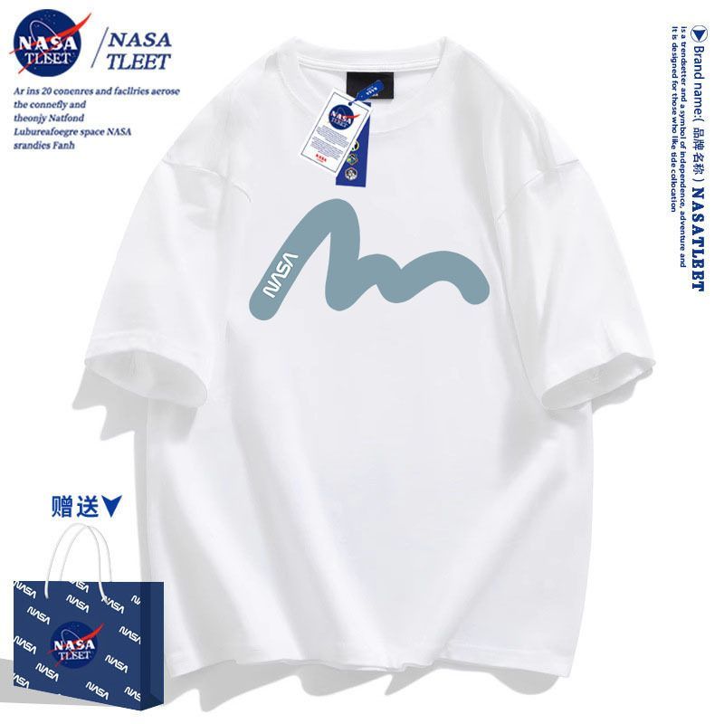 NASA联名短袖t恤男潮牌衣服2025夏季新款纯棉圆领体恤半袖打底衫