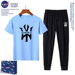 套装 NASA男童夏季 长裤 两件套 短袖 2024帅气中大童儿童圆领运动套装