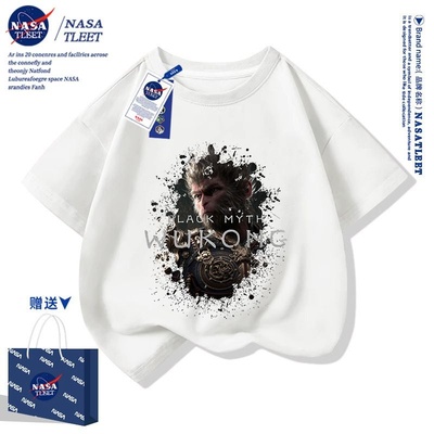 NASA联名卡通游戏Black Myth Wukong黑神话悟空休闲短袖新款T恤衫