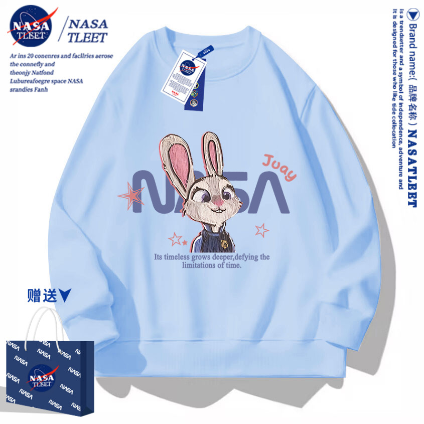 NASA联名朱迪尼克圆领卫衣男女款2025春秋新款潮牌设计感情侣外套
