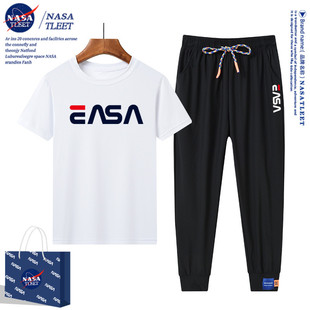 长裤 NASA儿童夏季 中大童速干短袖 冰丝运动套装 透气男孩两件套薄款