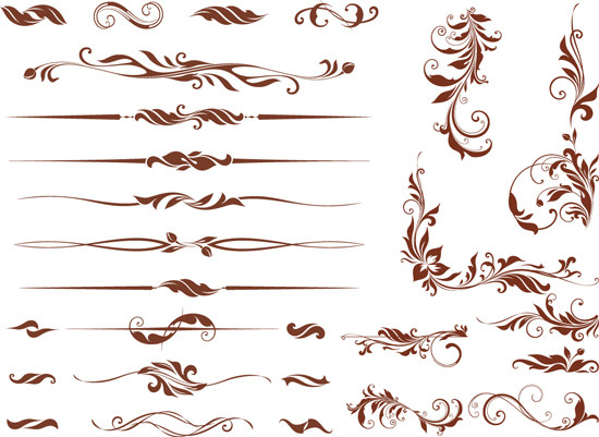 古典装饰花边纹样 标题装饰花纹 线条 花藤 ai格式矢量设计素材