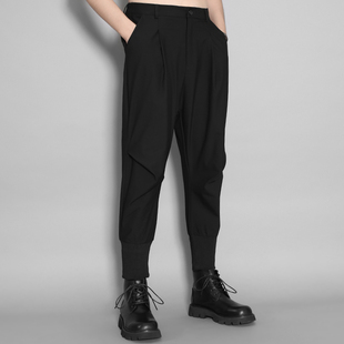 百搭靴裤 原创男装 秋季 子男士 英伦港风黑色哈伦休闲小脚九分西裤