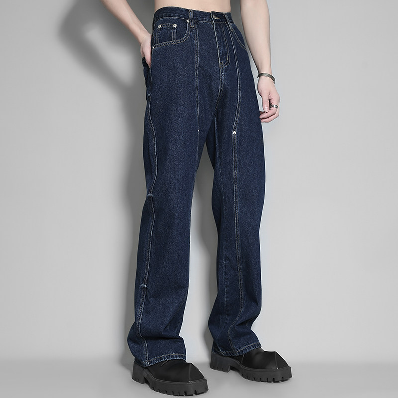 2025秋季新款原创港风个性解构拼接休闲百搭宽松牛仔裤男潮,男装,牛仔裤,淘宝优惠券,粉丝福利购,淘宝优惠卷