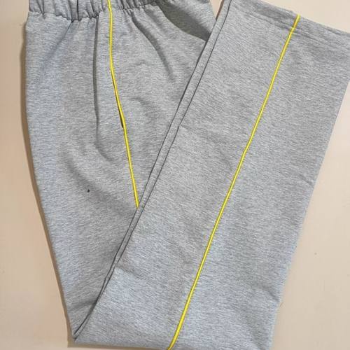 定制中小学生校服裤子浅灰色细边黄杠春秋男女运动裤校裤