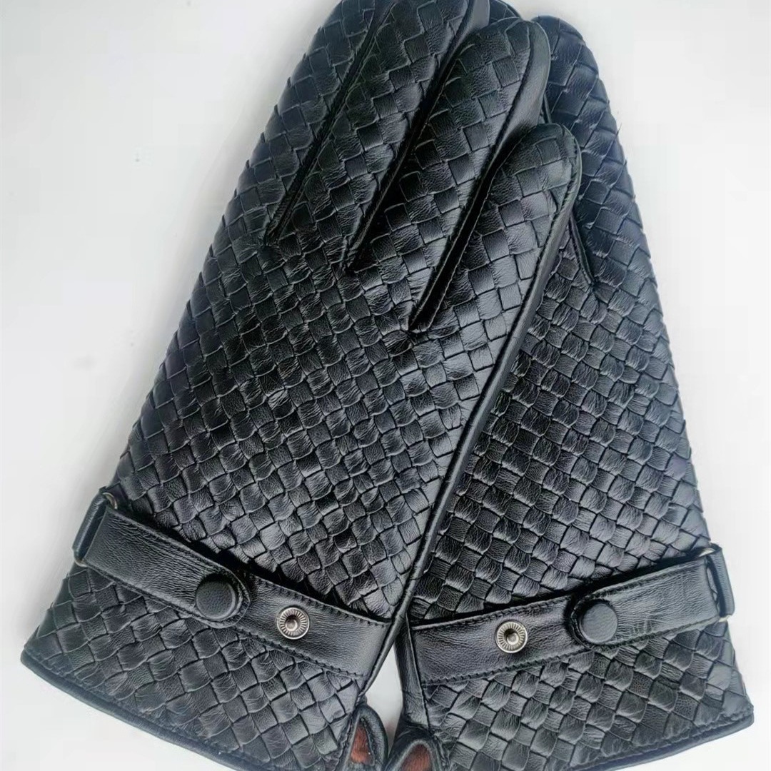 普洛克正品25新款冬男女山羊皮手套户外加绒保暖厚款分指触屏编织