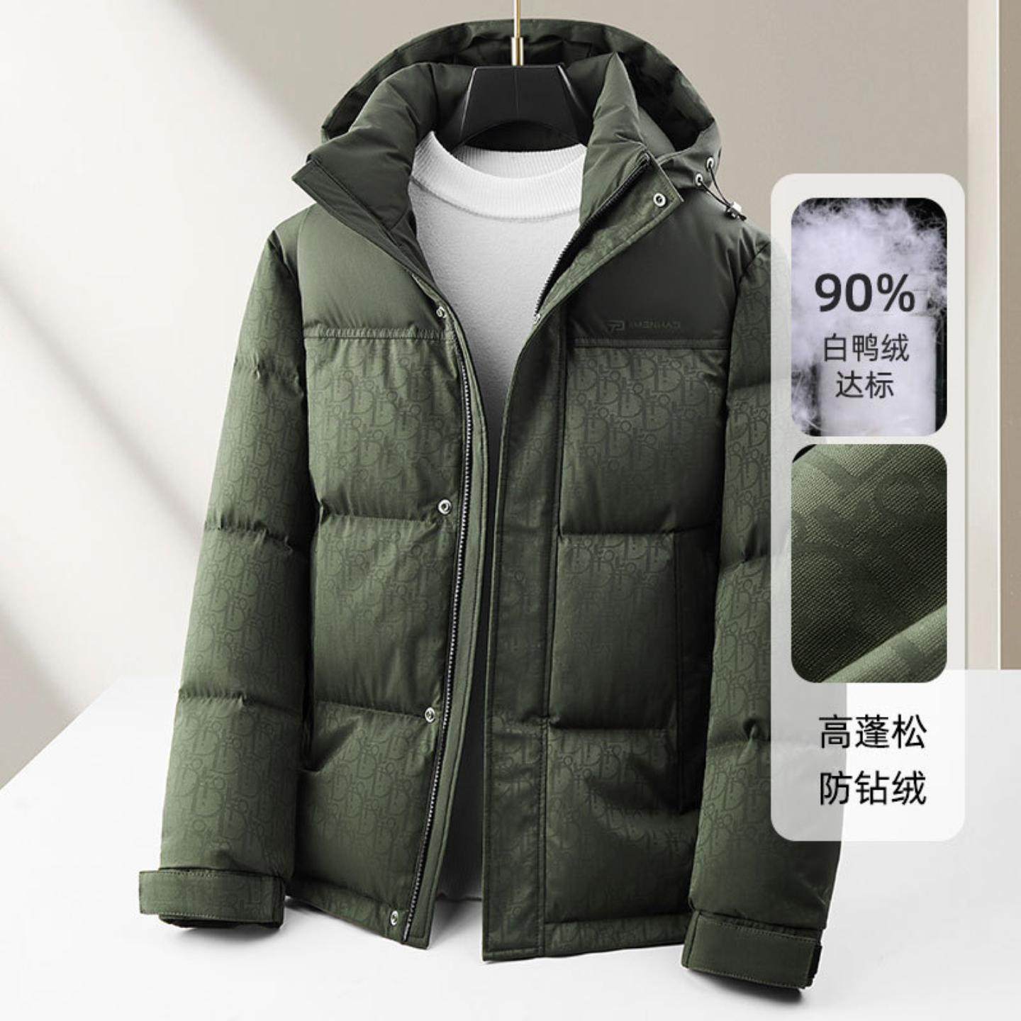 普洛克正品秋冬连帽脱卸白鸭绒