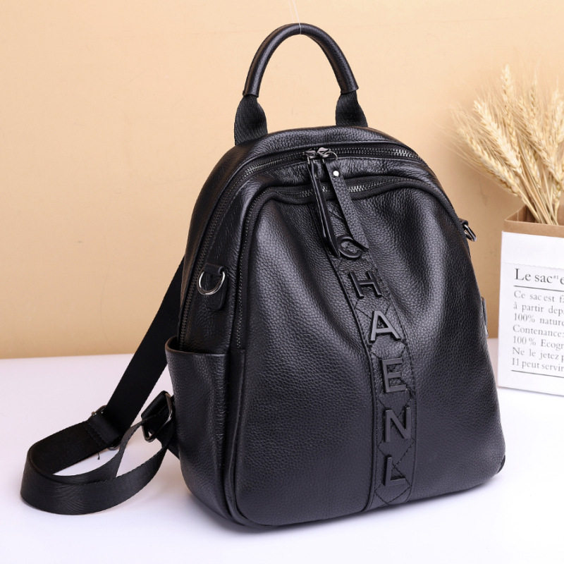 普洛克正品搭双肩包女大容量新款街头潮流真皮女包休闲旅行包背包