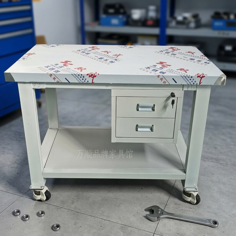 重型不锈钢钳工台防静电可移动工作台带轮车间生产线双层操作台 - 实物图