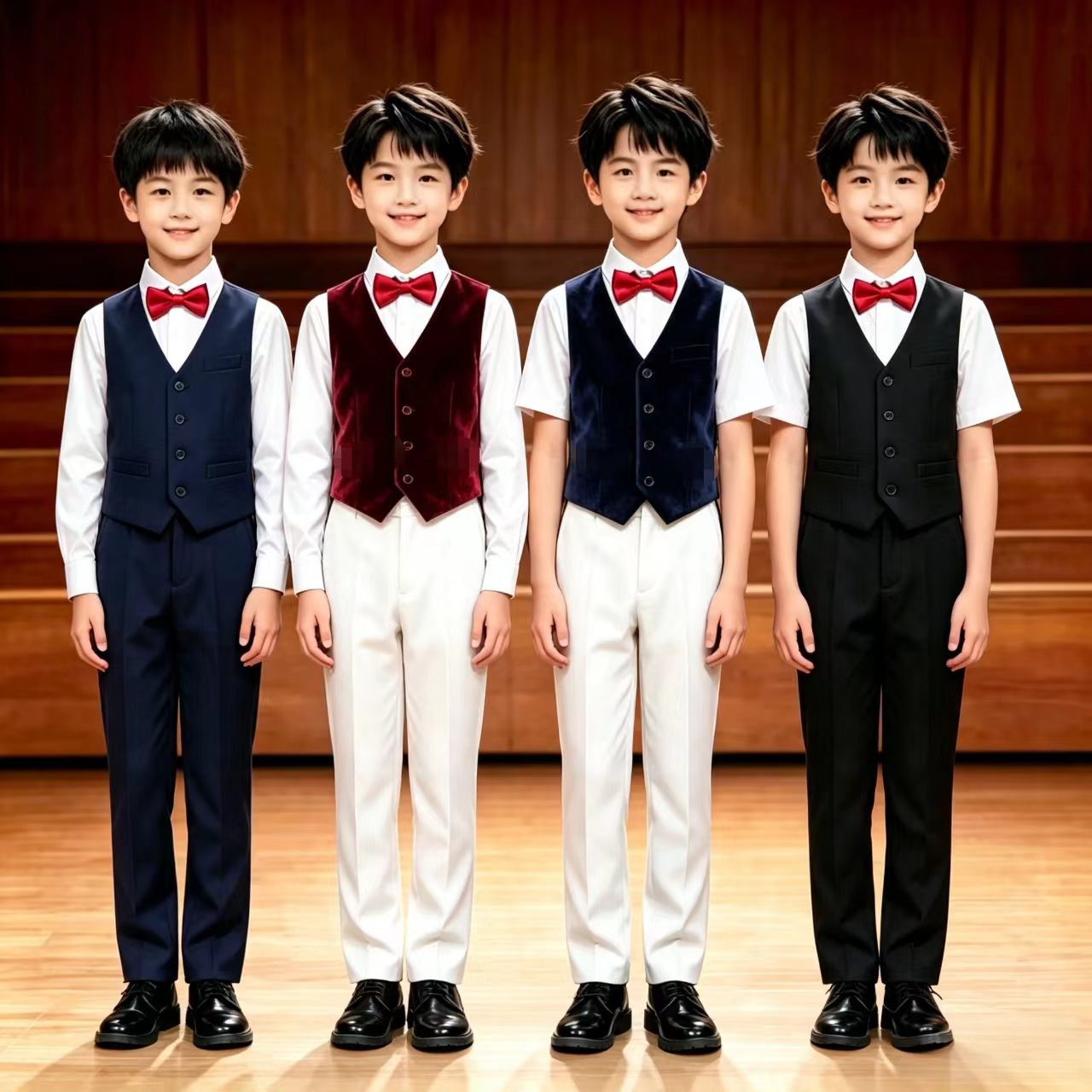 男童西装马甲套装中小学生大合唱演出服元旦主持人诗歌朗诵表演服