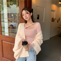 Real price bat jacket loose and lazy wind wearing sweater long sleeve hanging neck T-shirt