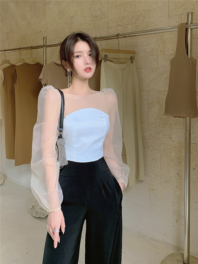 Real price sexy mesh jacket + straight leg pants