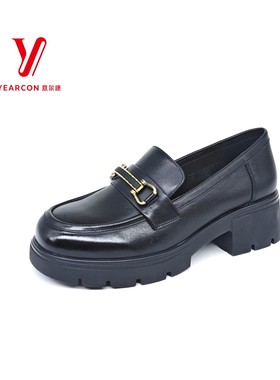 意尔康乐福鞋新款年女鞋S562AB04868Y舒适秋季小百搭厚底2025皮鞋