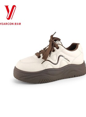 意尔康秋季百搭面包板鞋休闲女鞋鞋2025年5571AD12227U厚底新款