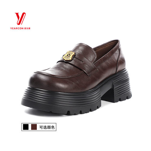 意尔康新款2025女鞋5562AB13503Y增高秋季百搭乐福鞋女厚底小个子
