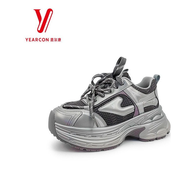 意尔康2025新款网面女鞋鞋拼色老爹5582AD12624U年秋季休闲鞋厚底