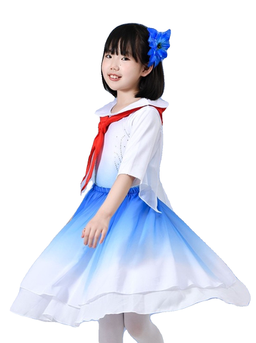 小荷风采获奖作品儿童演出服飘扬的红领巾舞蹈服装少儿红心表演服