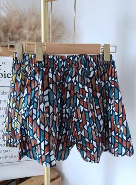 啦芙L童装夏装女童花色裙裤女孩小清新阔腿裤宽松短裤9802